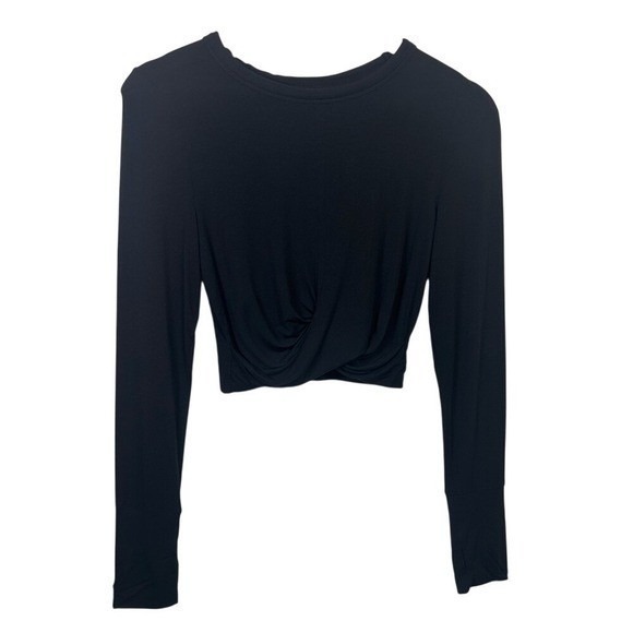 aerie Tops - OFFLINE by Aerie Twist Front Crop Top Womens Small Black Long Sleeve Thumbholes